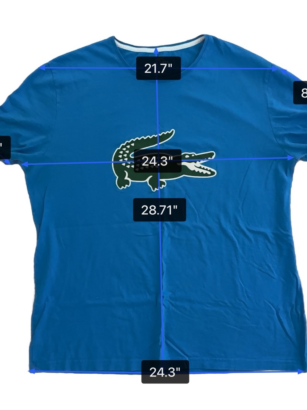 Lacoste Men's Short Sleeve Tee in Bright Blue with Green Crocodile